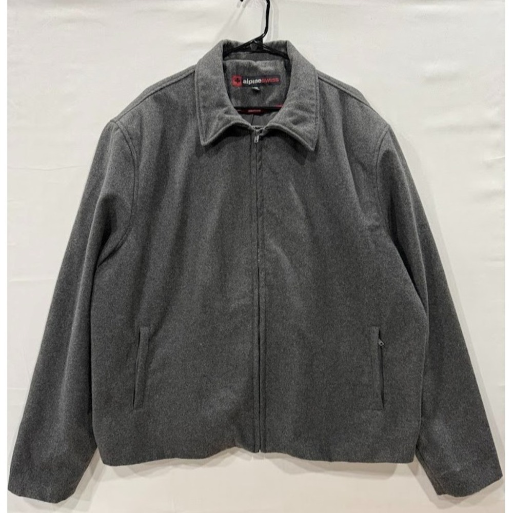 Alpine Swiss Jacket Men's XXL Gray Wool Blend Full Zip‎ Casual Coat